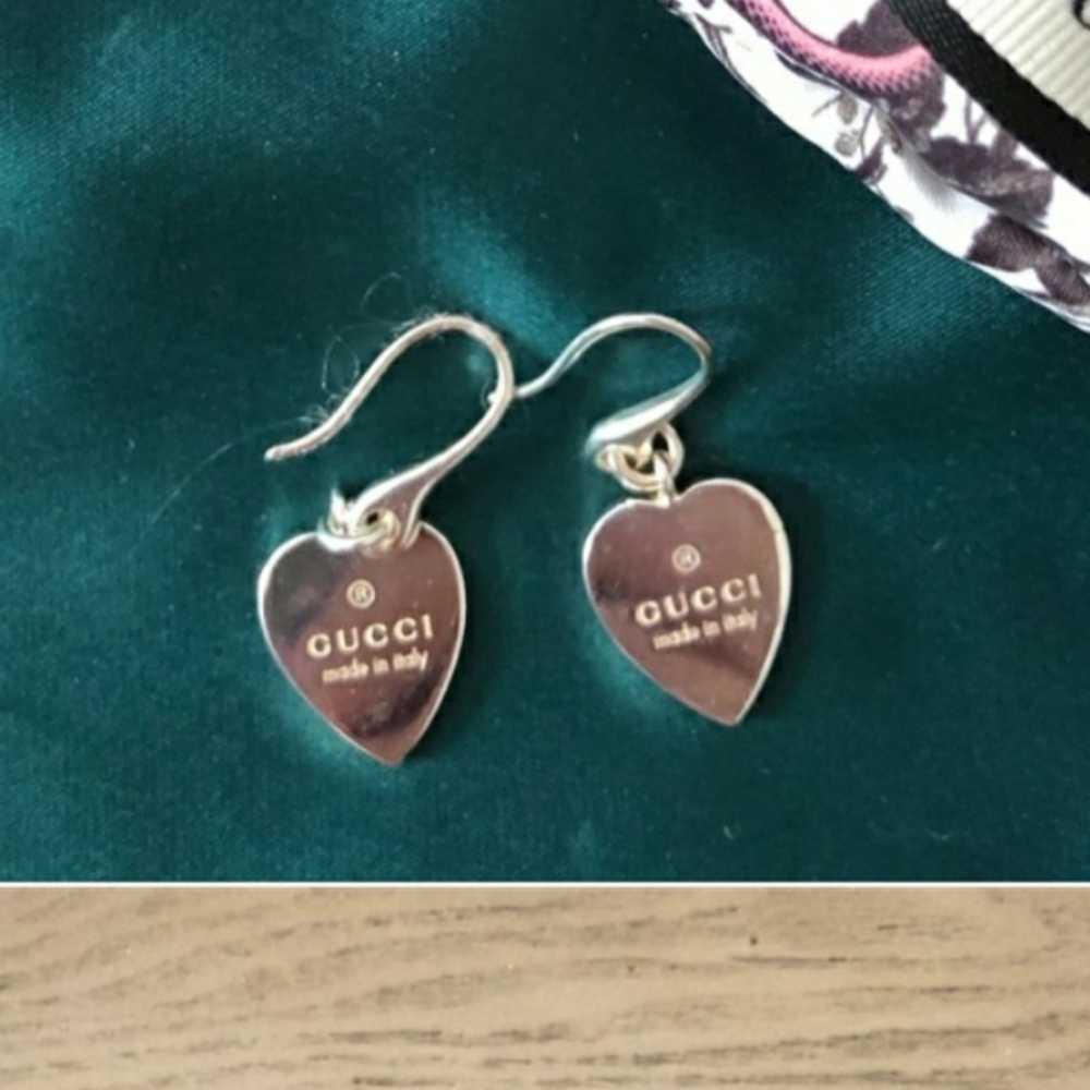 Gucci silver heart dangle earrings $200